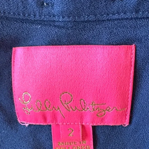 Lilly Pulitzer Navy Blue Dress with Gold Embellishment - Picture 3 of 3